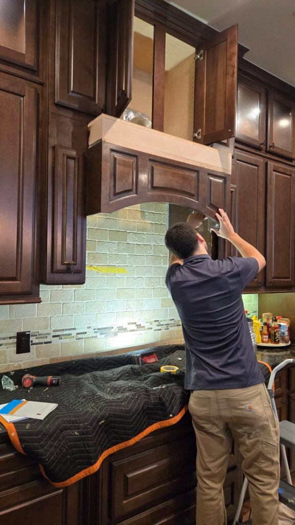 Custom Range Hood Cabinet Enclosure Build in Houston — cabinet modification